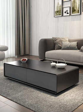 QP8现代简约茶几 北欧长方形大小户型客厅创意储物高级黑灰色茶桌