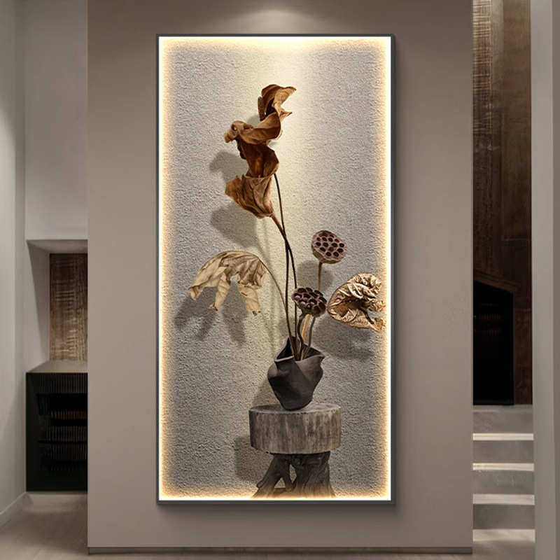 侘寂风入户玄关装饰画中古风过道走廊挂画高级感茶室禅意灯光壁画,家居饰品,现代装饰画,淘宝优惠券,粉丝福利购,淘宝优惠卷