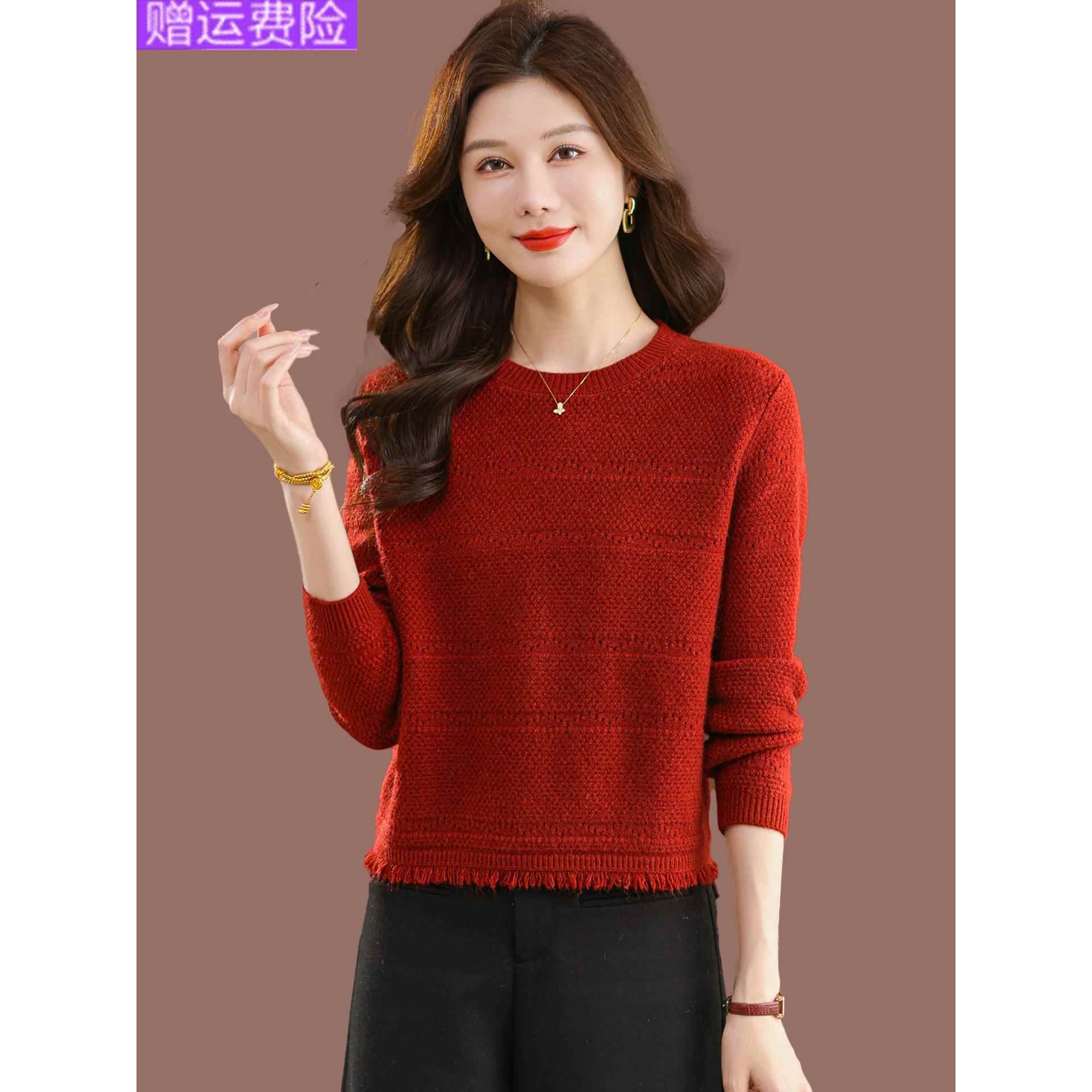 羊毛针织衫女短款宽松套头毛衣高腰上衣秋冬新款小个子时尚打底衫