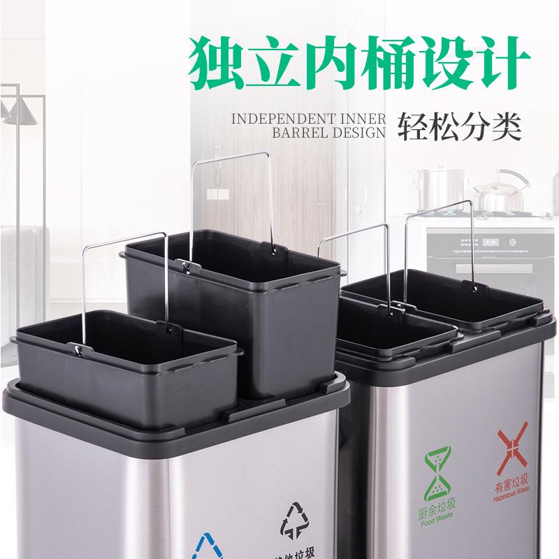无盖不锈钢分类垃圾桶室内外干湿分离二四商场小区公园户外桶家用