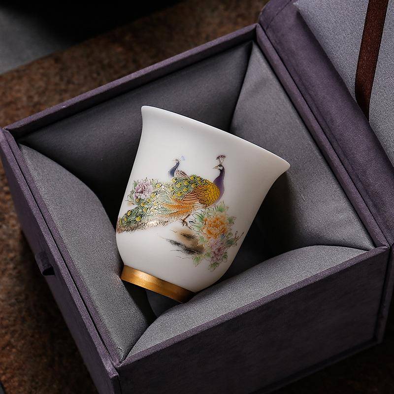 羊脂玉素烧高档羊脂玉白瓷主人杯单杯个人专用陶瓷茶杯茶盏品茗杯