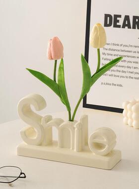 ins奶油风家居装饰创意字母花瓶摆件北欧客厅玄关电视柜摆设礼物