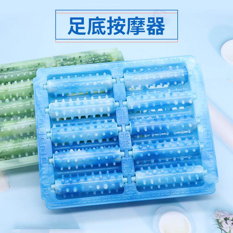 厂家供应五排滚轮足底按摩器 便携防滑刺头滚轮脚底按摩垫按摩器
