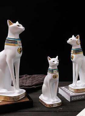 玄关寓意好的摆件客厅2026新款埃及猫白色复古创意树脂时尚客厅玄