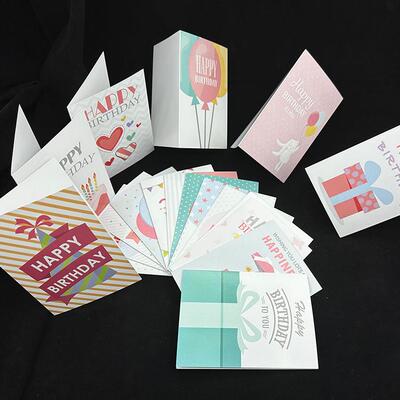 现HK-0101货生月日贺卡婴儿新生满庆生折卡谢欧式英外文定制鲜花