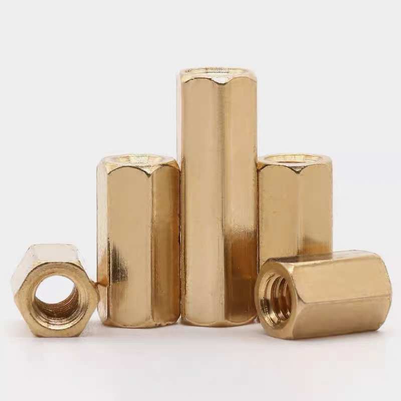 M3   黄铜双通六角柱母 六方直通加长螺帽  超长六边双头支撑螺柱