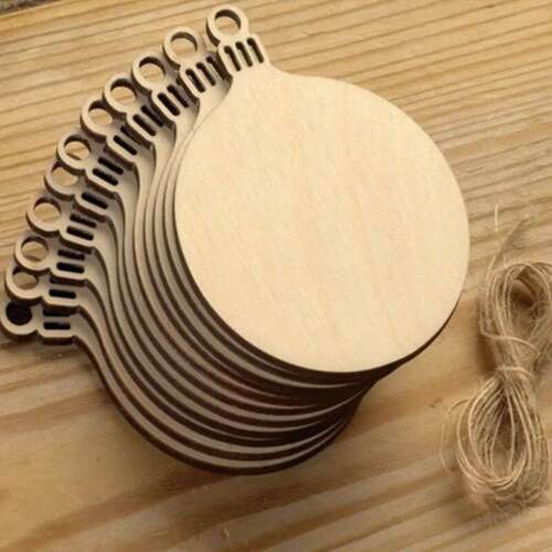 10pcs Diy Wooden Christmas Balls Craft Decoration Round Baub