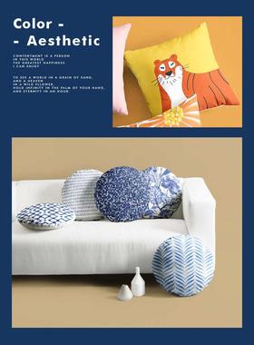 新风枕抱靠垫靠枕蓝色夏季法式乡村午睡中式枕腰民族1vpr沙发几何