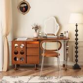 中古卧室床柜边木法式 实复古伸缩梳妆台627妆镜斗一体收纳转角化