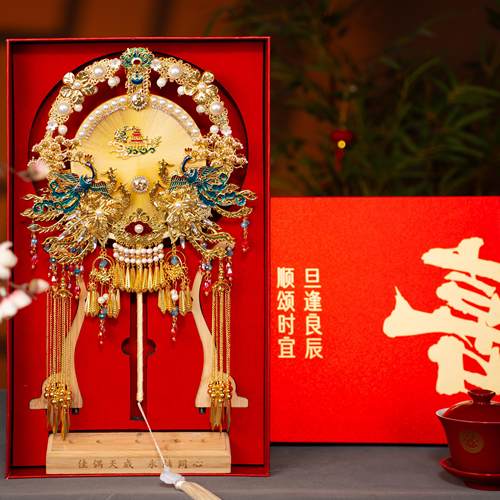 中国非遗蚕丝扇diy材料包团扇新娘结婚手工双面高级婚扇喜扇成品