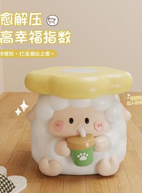 可饰爱意鞋SHDB3287绵羊造创型装客厅沙发边玄关矮凳换凳树脂装饰