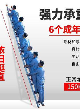 匠之加厚铝合金梯子单拉伸缩工程梯升降面梯阁楼诚爬梯直SES梯抽
