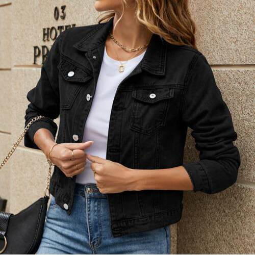 Women's denim jacket, long sleeved top