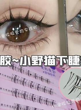 免胶水小野猫下睫毛萌睫尚品免胶款不用胶水的自带胶眼睫毛假睫毛