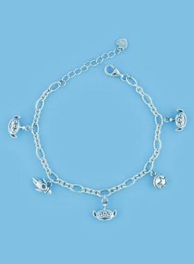 三眼仔小火箭星球几何闺蜜情侣925纯银手链做旧礼物原创2023新品