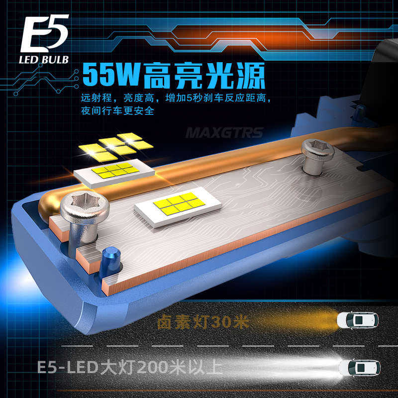 12V直插式LED汽车前雾灯黄金光H4远近光90056超亮H7H8H11改装大灯