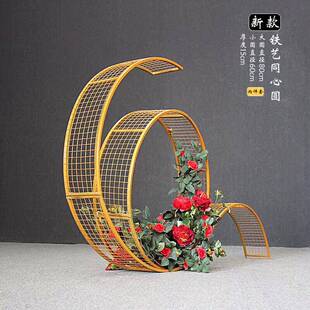 新款铁艺婚庆道具同心圆婚礼户外布置装饰摆件摄影装饰道具