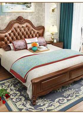 美式实床轻奢欧式白色床床15米1.8软包婚床BSO主.卧抽屉储木物公