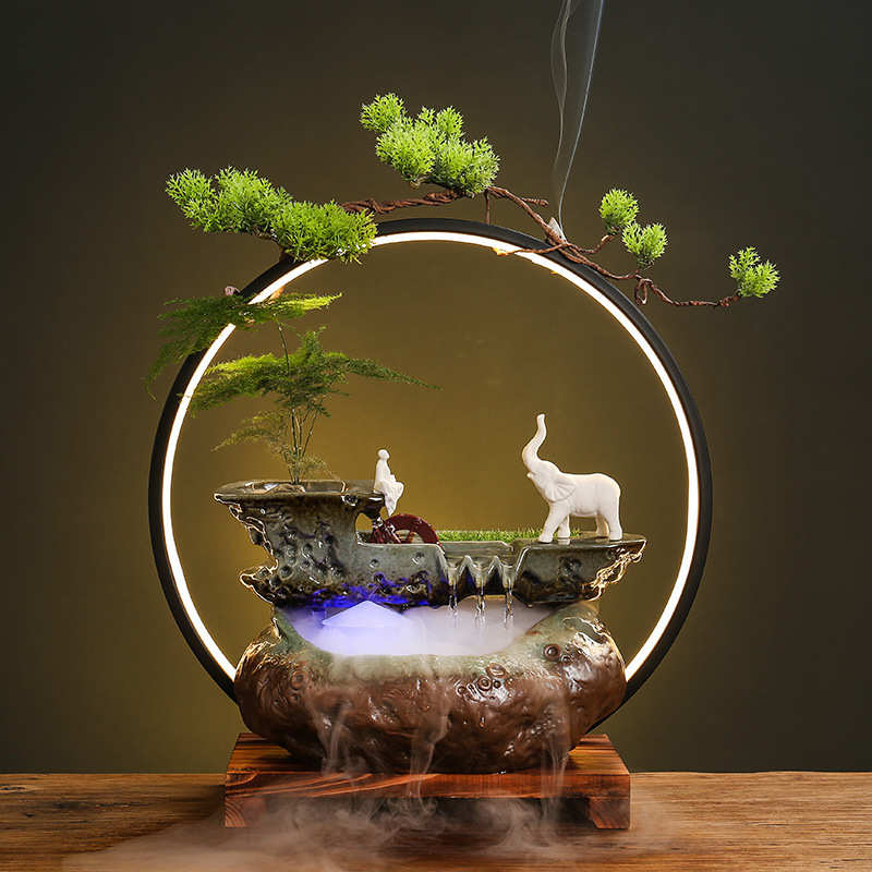 新品水到渠成流水摆件喷泉摆件循环水客厅办公室装饰乔迁开业礼品