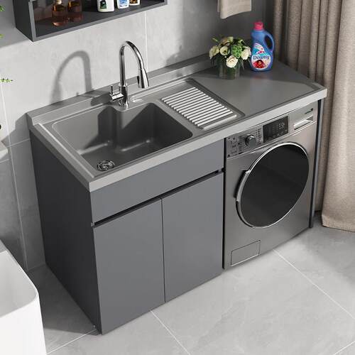 蜂窝铝洗衣机阳台一体柜组合洗衣柜洗衣台盆带搓板洗脸盆槽伴侣柜