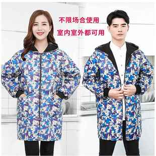 高档秋冬款保暖女加绒防水防油加厚罩 男长袖拉链裙围不粘毛衣工