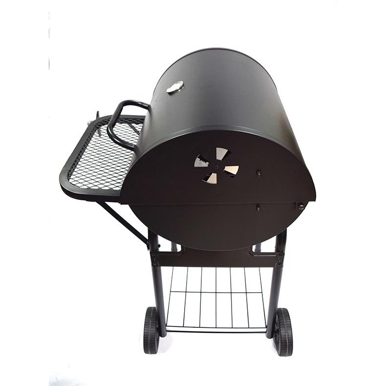 佛山厂家户外bbq烤肉炉子烧烤架美式焖烤炉木碳烤炉便携式油桶炉