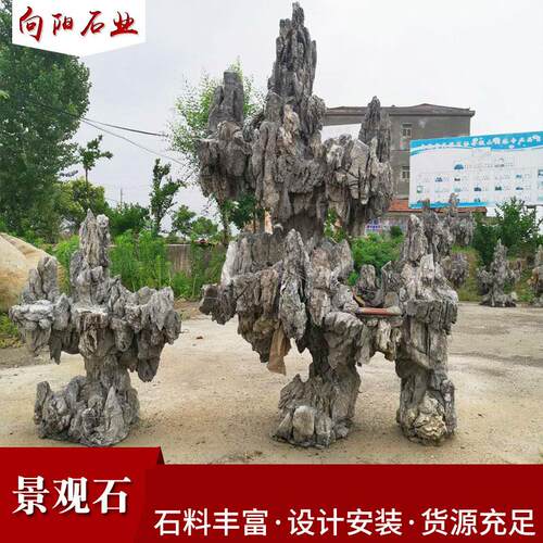 景观石大小型园林自然观景庭院石假山石料施工灵璧奇石太湖石