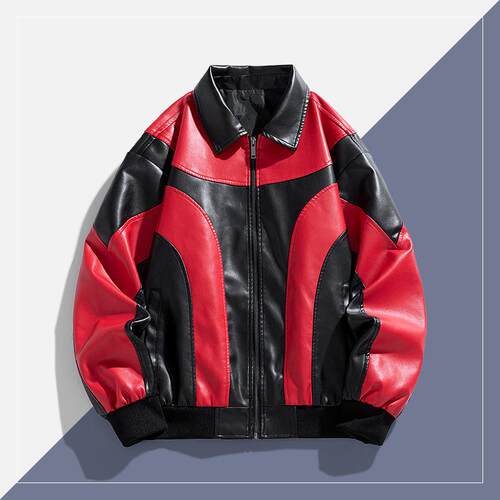 Men's leather jacket, men's motorcycle suit jacket, color