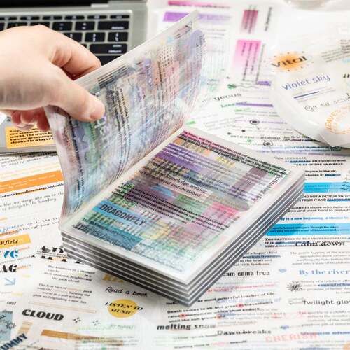 语闲PET英文切膜贴纸书 文字治愈系列 百搭素材手帐diy装饰咕卡贴