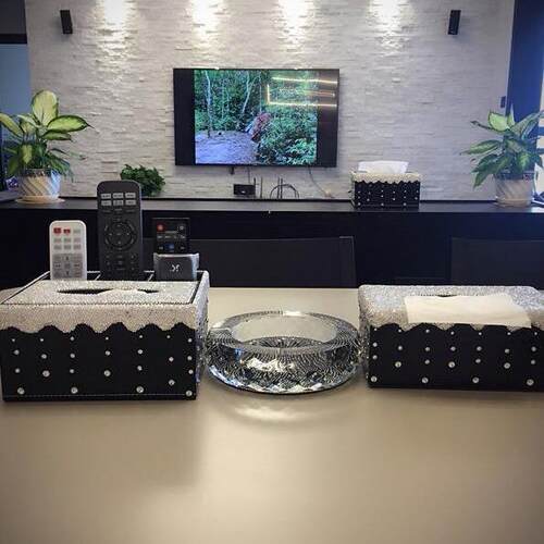 家轻奢皮质创镶钻通用型贴钻纸盒巾欧式意多功能办公用纸抽盒收纳