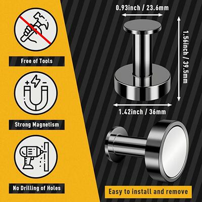 1/2 Pack Strong Magnetic Hooks for Hanging Coats and Bags, M