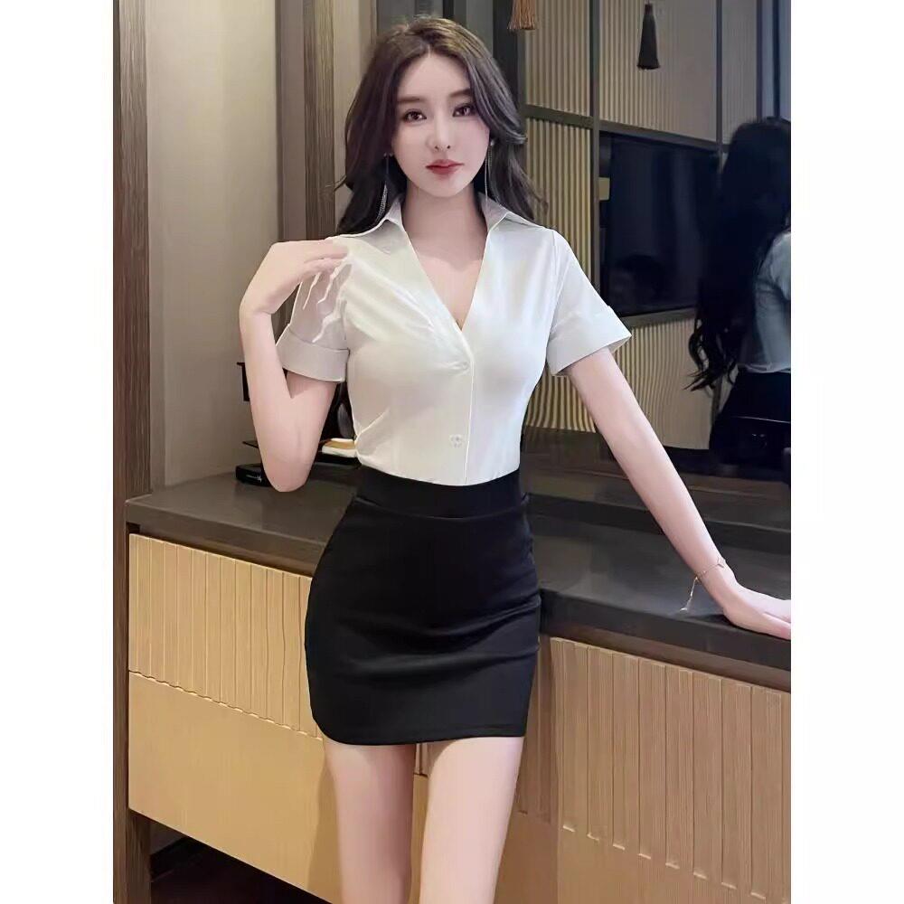 足浴技师工作服酒店前台空姐制服衬衫桑拿按摩洗浴养生馆技师套装