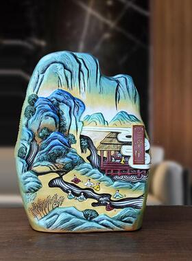 非遗彩陶瓷国风立体中式装饰柜玄关办公室书柜禅意摆件乔迁礼品