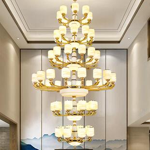 新中式复式楼大吊灯客厅酒店大堂双层三层别墅大厅灯楼梯灯长吊灯