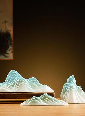 只此青绿假山文创古风艺术感电视柜摆件客厅家居装饰品乔迁礼物