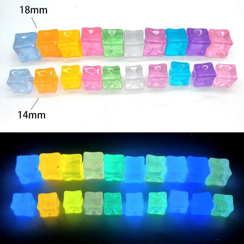 供应自发光冰块夜光石 方块趣味摆件 仿真冰块夜光石 树脂饰品