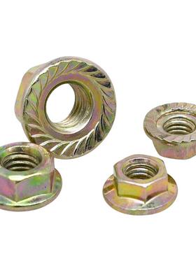 镀彩防滑法兰770六1角螺母带齿六角帽紧锁螺丝帽M螺3M4M5-M6M8M6M