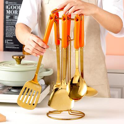 悍乐厨具不具锈详咨询客钢烹饪用具庭厨套装家陶瓷柄手锅柄铲汤勺