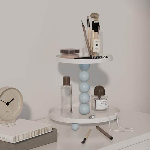 livingplus多巴胺桌面化妆品收纳层架双层托 托盘轻奢创意家居装