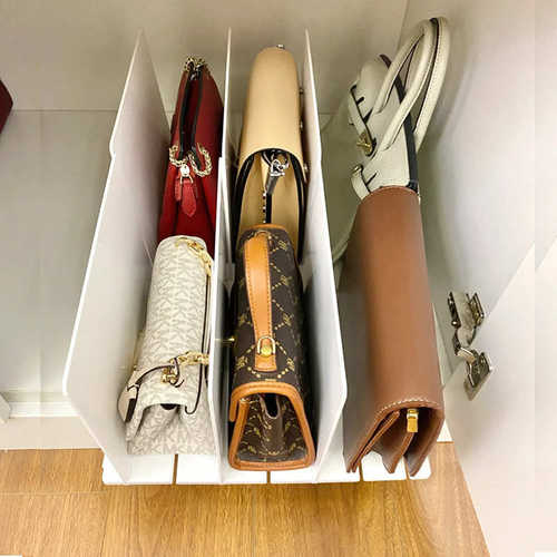 深柜包包收纳衣柜内滑轨抽拉分隔板放包置物架分层包架展示架