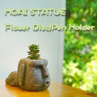 工厂爆款摩艾石像人树脂工艺品摆设种植花盘收纳笔筒