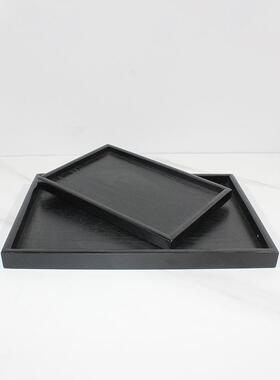 新中式创意简约橡木托盘轻奢纯色家用茶杯收纳盘高级托盘装饰摆件