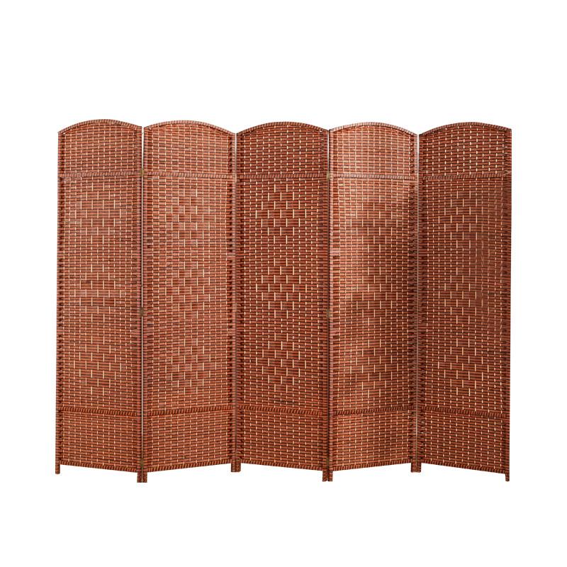 cs草编屏风折叠移动简易实木卧室隔断家用背景入门玄关饭店客厅折