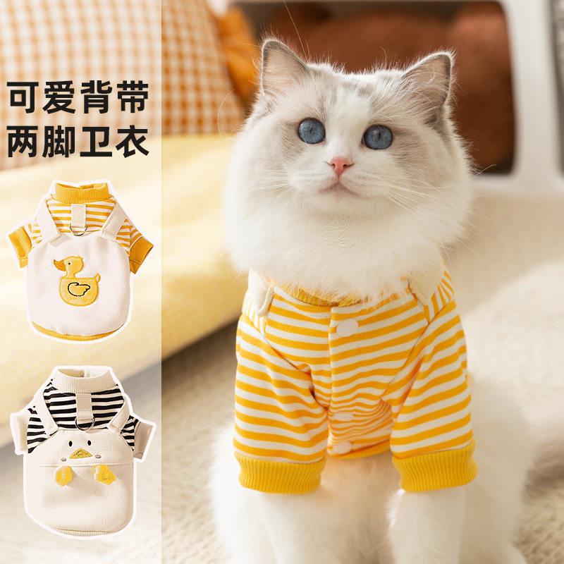 秋季薄款狗狗卫衣可爱背带两脚衣蓝猫幼猫无毛猫春秋季宠物衣服