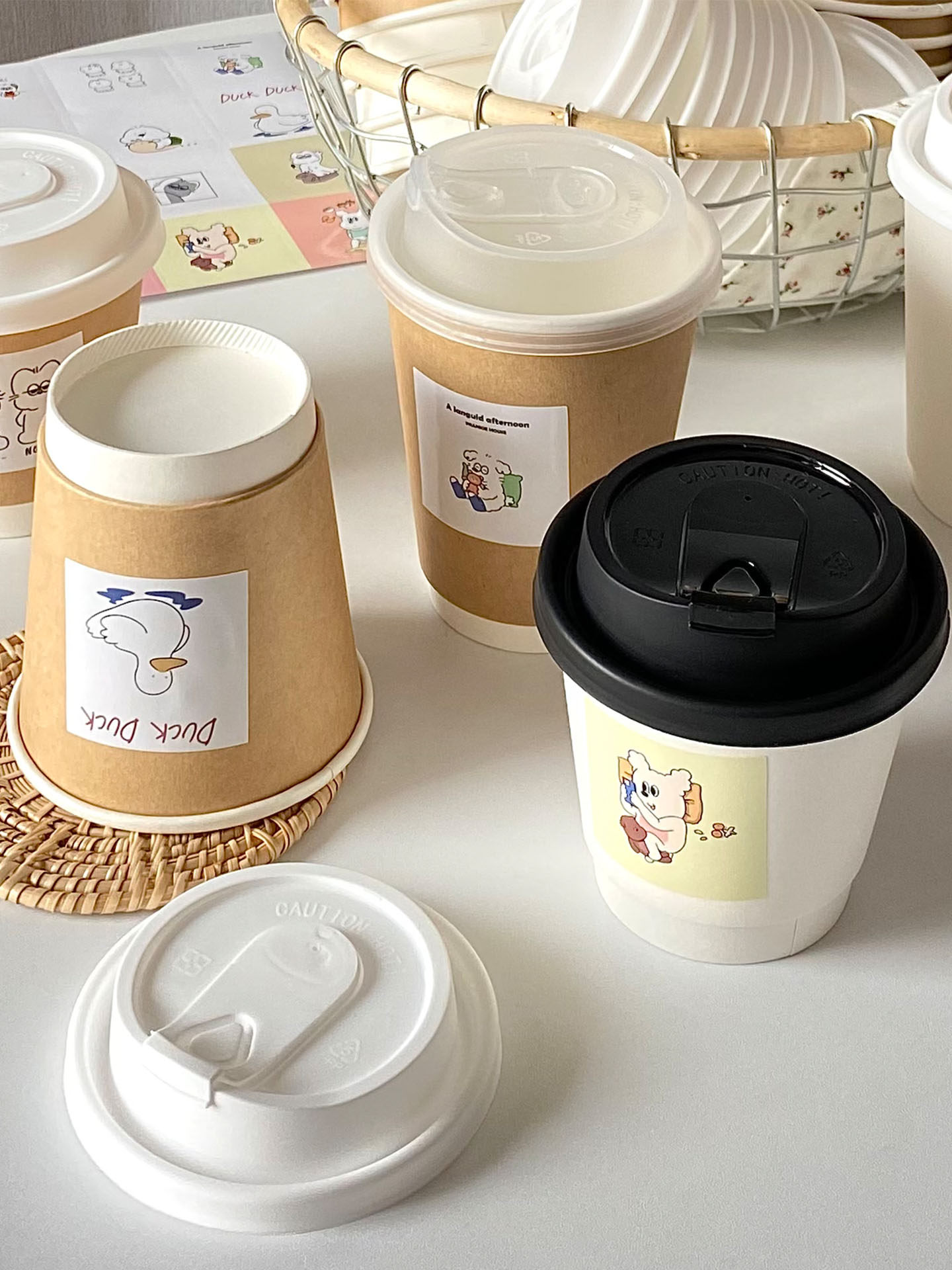 咖啡纸杯20套双层奶茶杯一次性图片