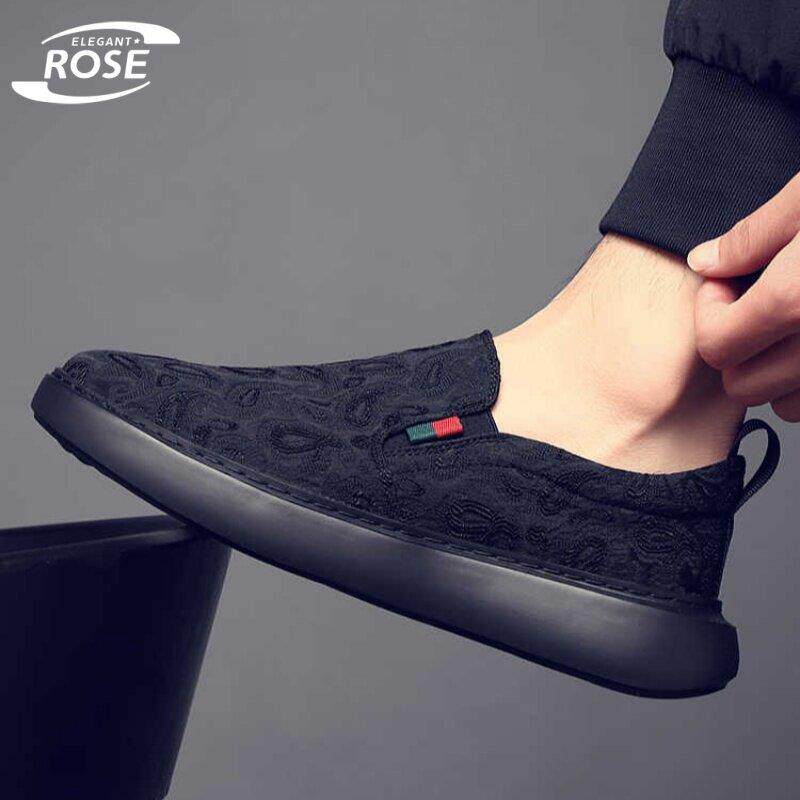 ELEGANT ROSE 男鞋轻便帆布鞋男乐福鞋一脚蹬懒人鞋透气软底休闲
