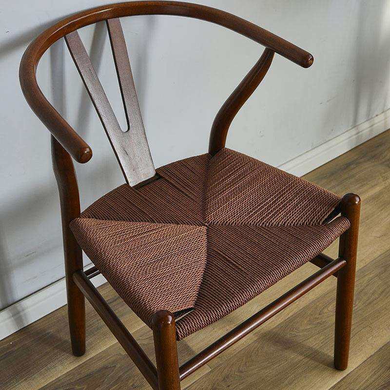 榉木Y椅中式藤椅现代简约白橡木实木书房椅子客厅餐厅餐椅编绳椅