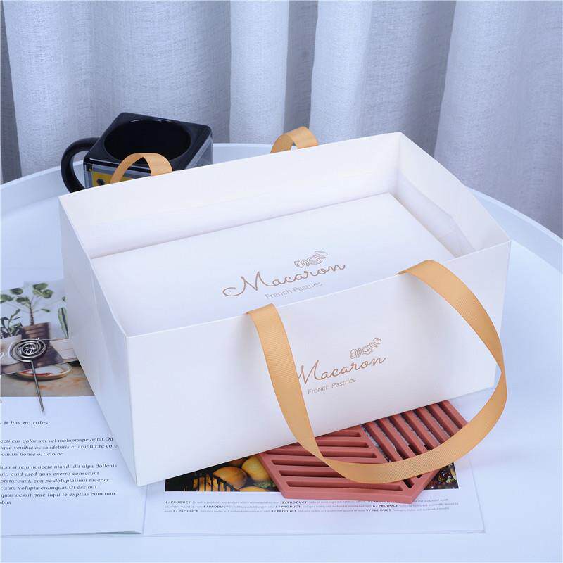 韩式胖马盒高档贝壳马卡龙包装盒厚马盒烘焙包装手提袋纸盒子10个