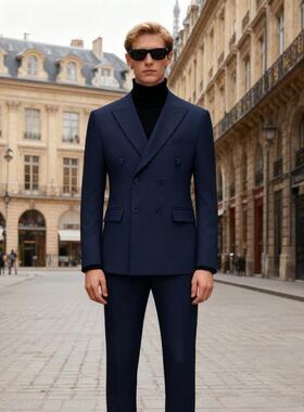 P 99395 Men's Double Breasted Suit 英伦双排扣西服