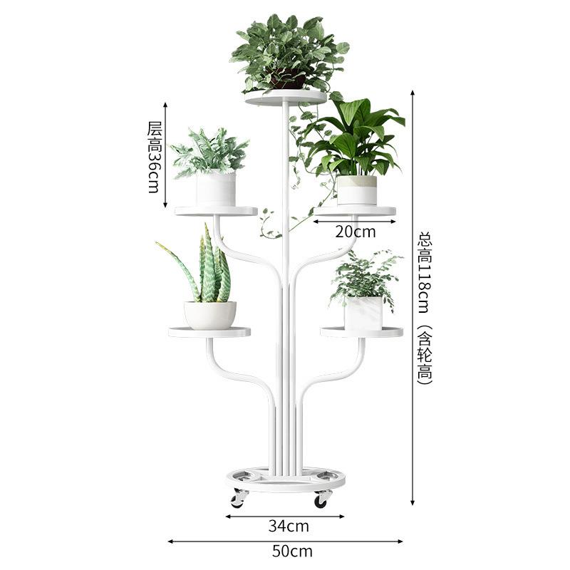 上档次大理石铁艺花架子客厅落地式花盆植物多层带轮子可移动层架